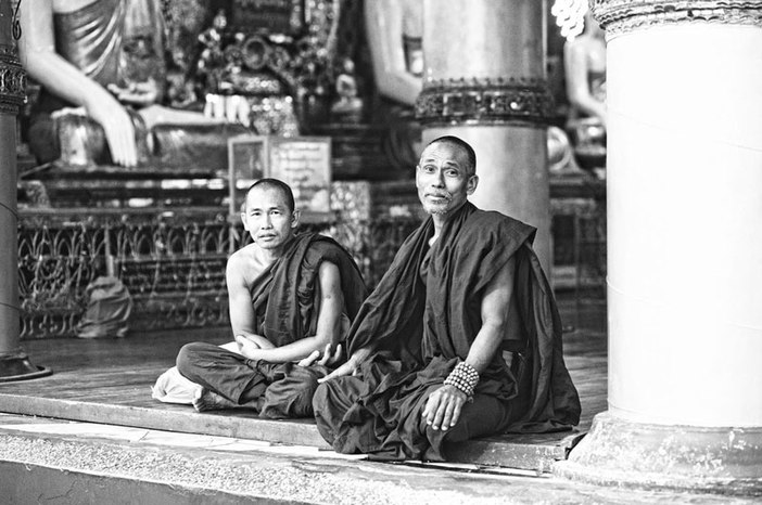 Monks at Shwedagon Pagoda by doss@yours